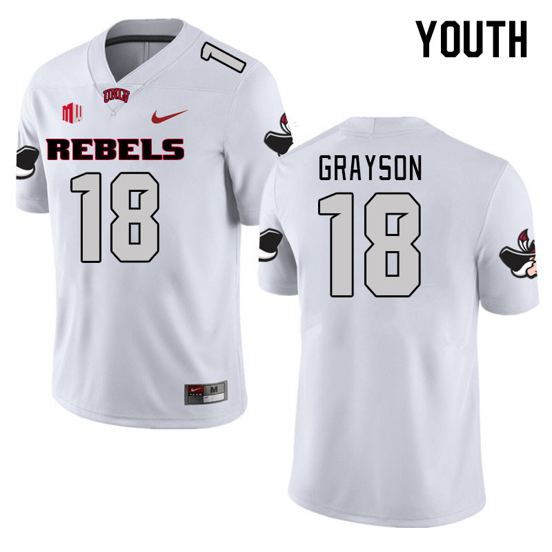 Youth #18 Shaun Grayson UNLV Rebels 2023 College Football Jerseys Stitched-White